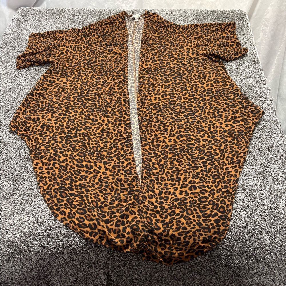 Terra & sky Leopard Print Open Front Cardigan size 2x